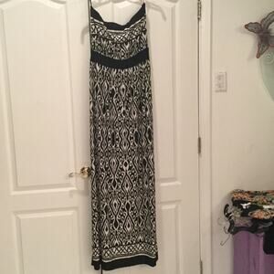Ty’s Strapless maxi dress bold blk/wht pattern nwt